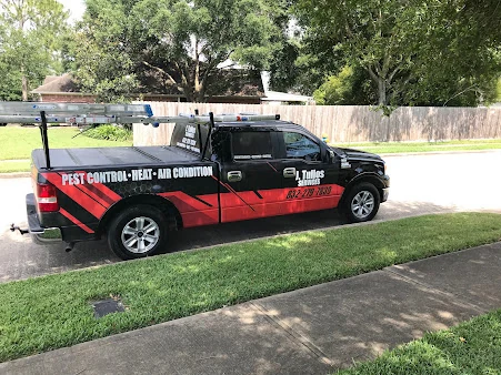 J. Tullos Services truck on an air conditioning job in the Dickinson, TX area